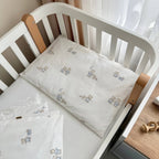 Detská posteľná súprava do postieľky Baby Dream New – Medvedík na prechádzke bledomodrá