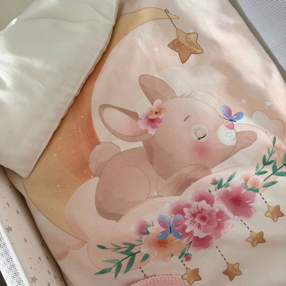 Detská posteľná súprava MiniNest Sweet Dream zo saténu – Zajačik
