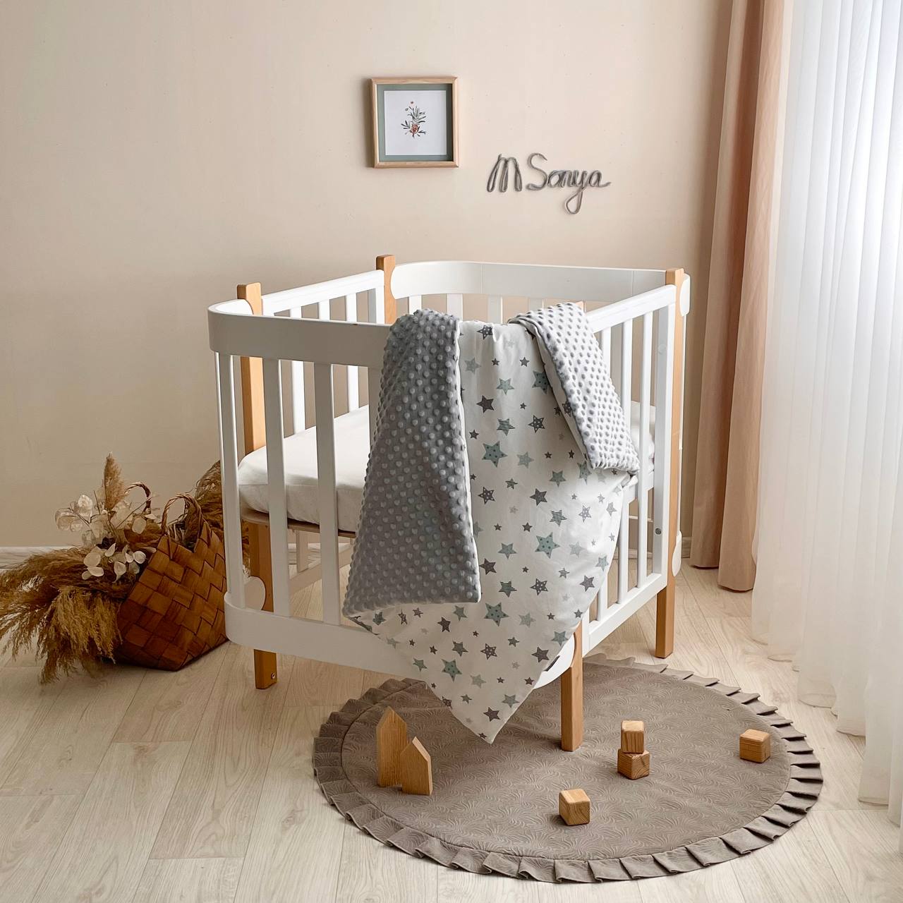 Detská deka 2v1 Minky Stars sivo-mätová