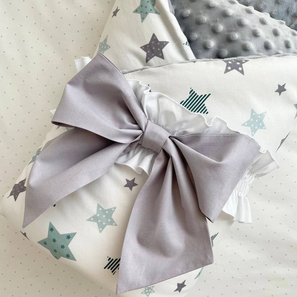 Detská deka 2v1 Minky Stars sivo-mätová