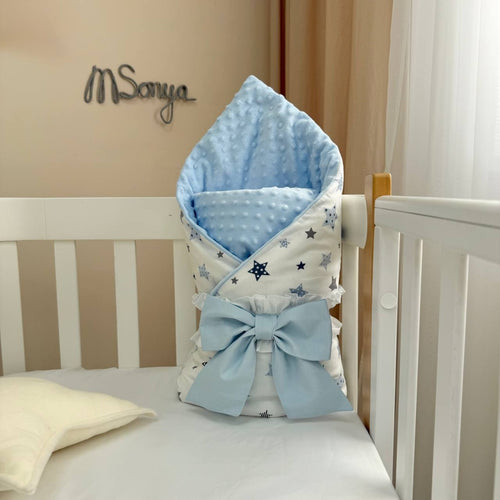 Detská deka 2v1 Minky Stars sivo-modrá