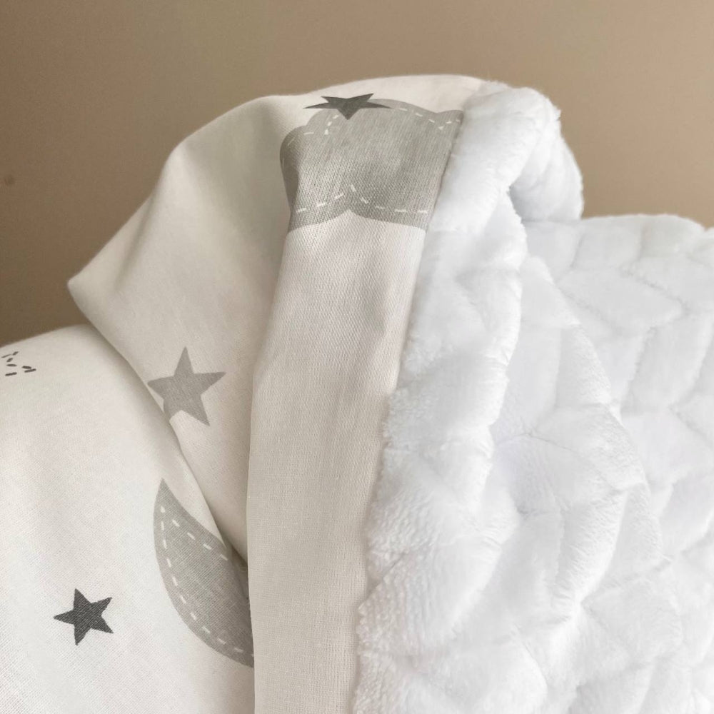 Detská deka 2v1 Minky Stars – Sivé obláčiky