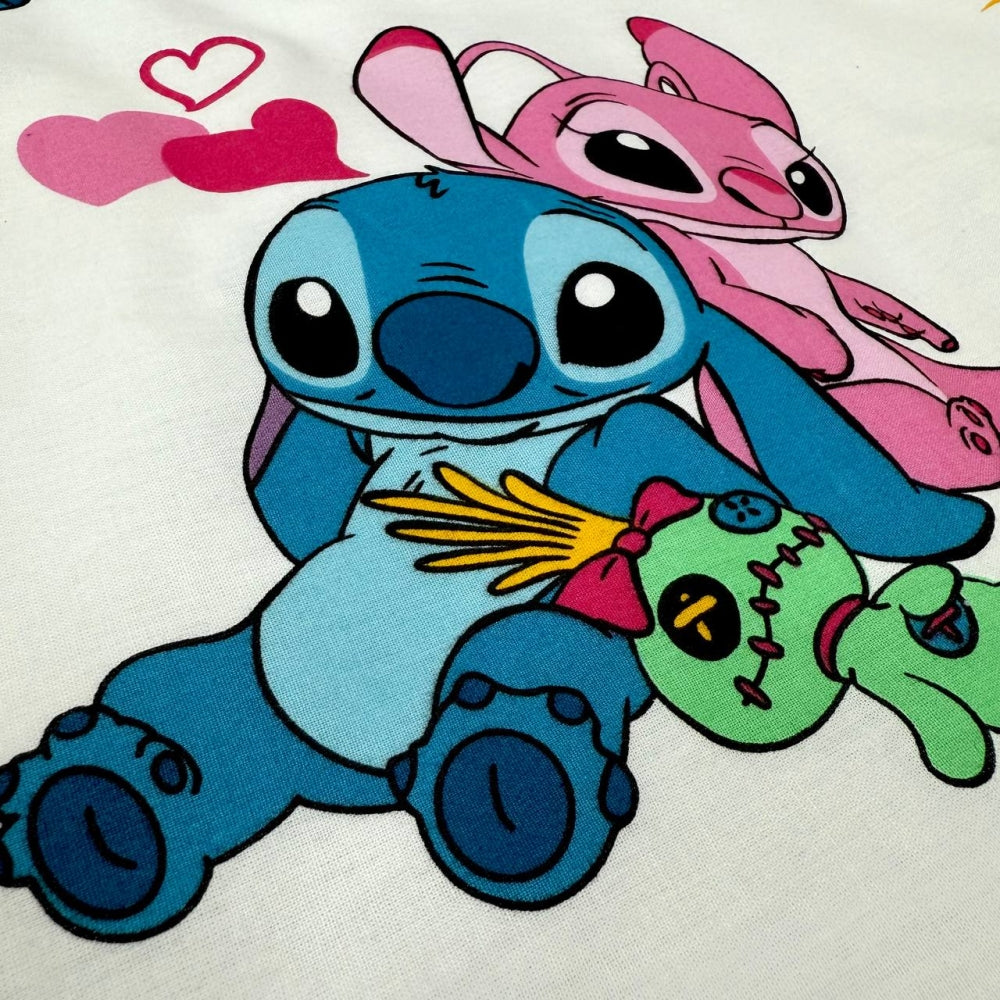 Detská popelínová posteľná bielizeň pre bábätko – Stitch ružová