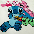 Detská popelínová posteľná bielizeň pre bábätko – Stitch ružová