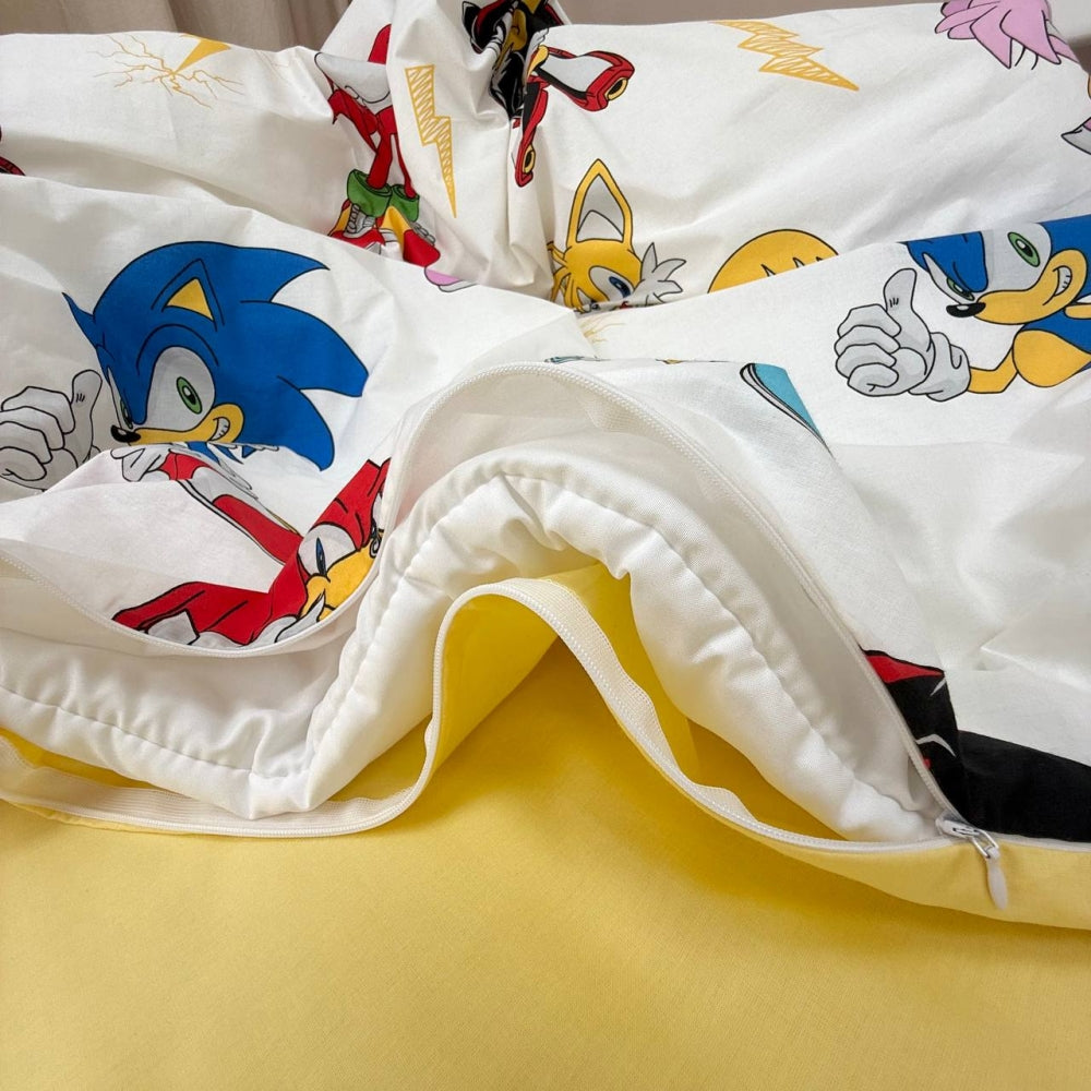 Detská popelínová posteľná bielizeň pre bábätko – Sonic žltá