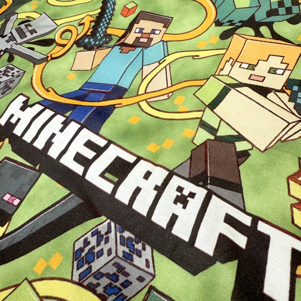 Detská popelínová posteľná bielizeň pre bábätko – Minecraft horčicová