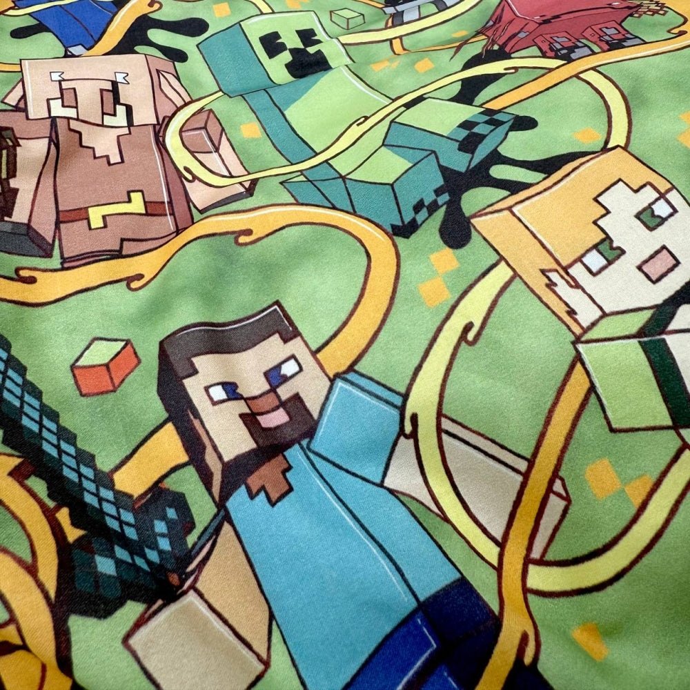 Detská popelínová posteľná bielizeň pre bábätko – Minecraft horčicová