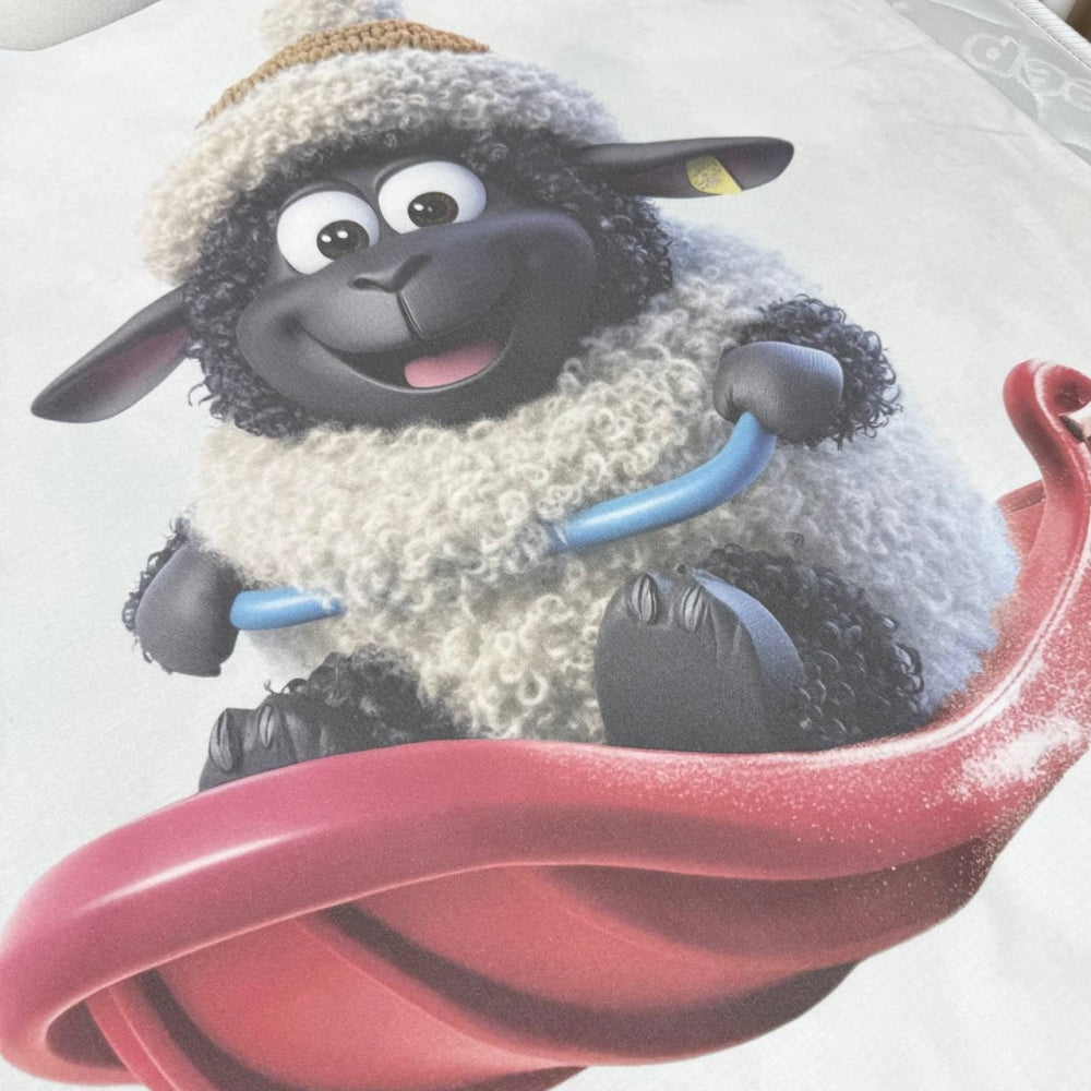 Detská popelínová posteľná bielizeň pre bábätko – Vianočné ovečky žltá kocka