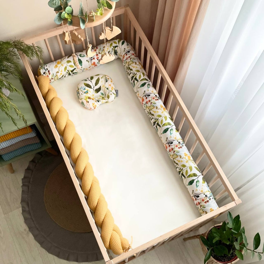 Valcový mantinel do postieľky Nordic Boho – horčicový