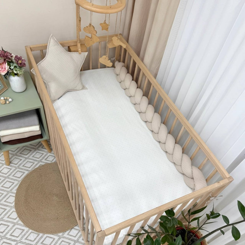 Vaflový pletený mantinel do postieľky 120 cm – kapučíno