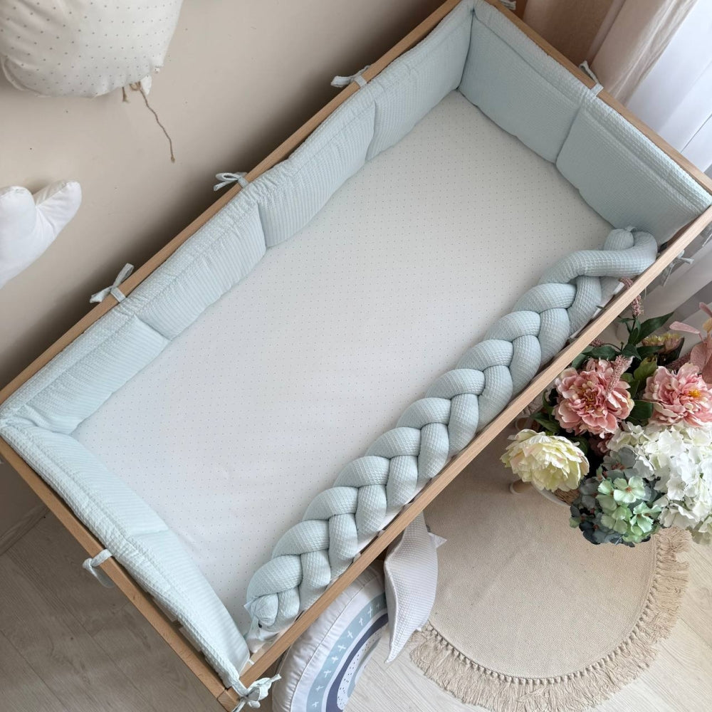 Vaflový pletený mantinel do postieľky 120 cm – Ice