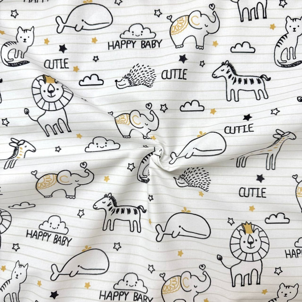 Nepremokavá podložka pre bábätko 50 × 80 cm Baby animals žltá