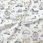 Nepremokavá podložka pre bábätko 50 × 80 cm Baby animals žltá