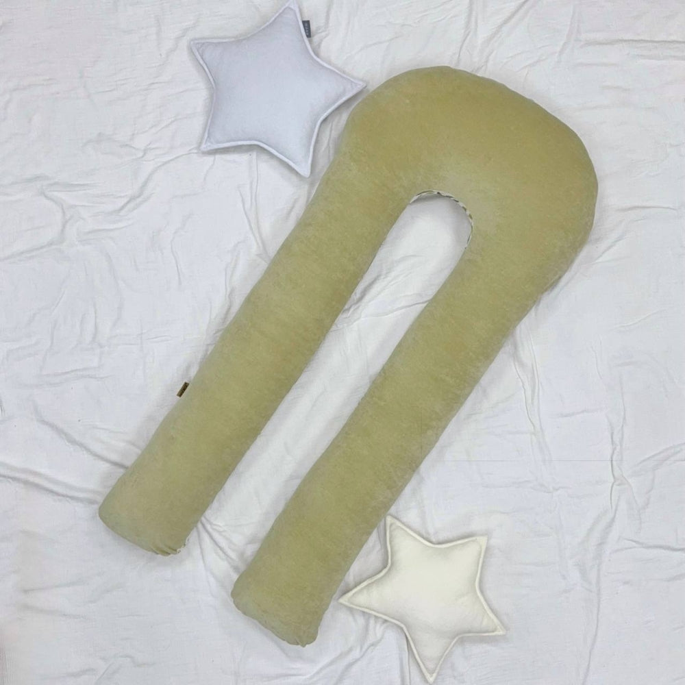 Vankúš pre tehotné Boho s olivovým velúrom