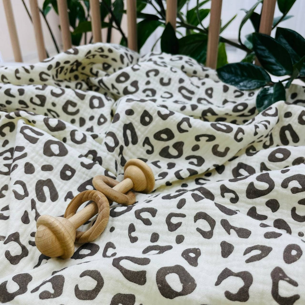 Veľká mušelínová plienka hnedý leopard, 95 × 135 cm