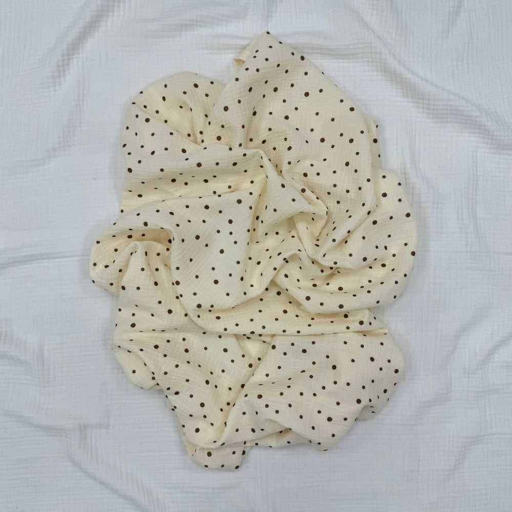Veľká mušelínová plienka Hnedé bodky na ivory, 95 × 135 cm