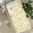 Veľká mušelínová plienka Medvedík so srdiečkami na ivory, 95 × 135 cm