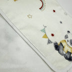 Súprava flanelových utierok na odgrgnutie, 3 ks – chlapec (patchwork/vláčiky/modrá)