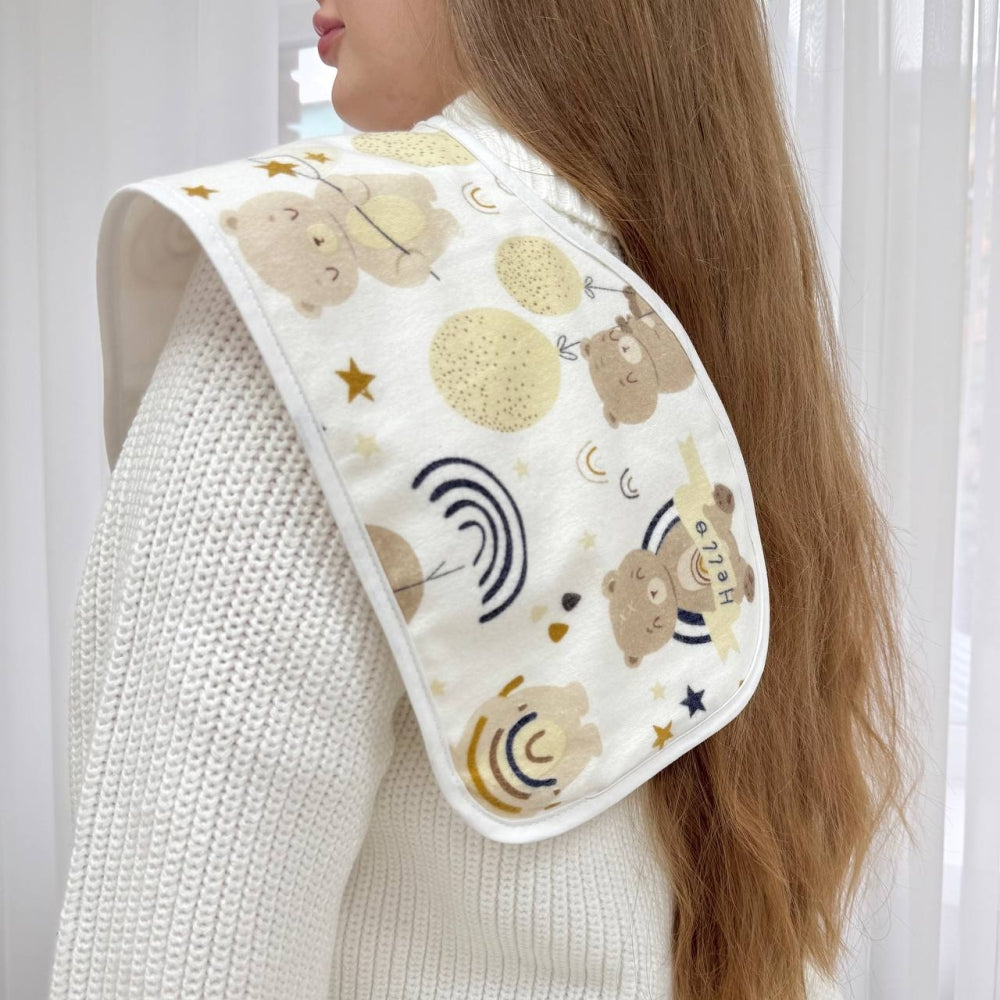 Súprava flanelových utierok na odgrgnutie, 3 ks unisex (srdiečka béžové/béžová/zajačiky na rebríku)