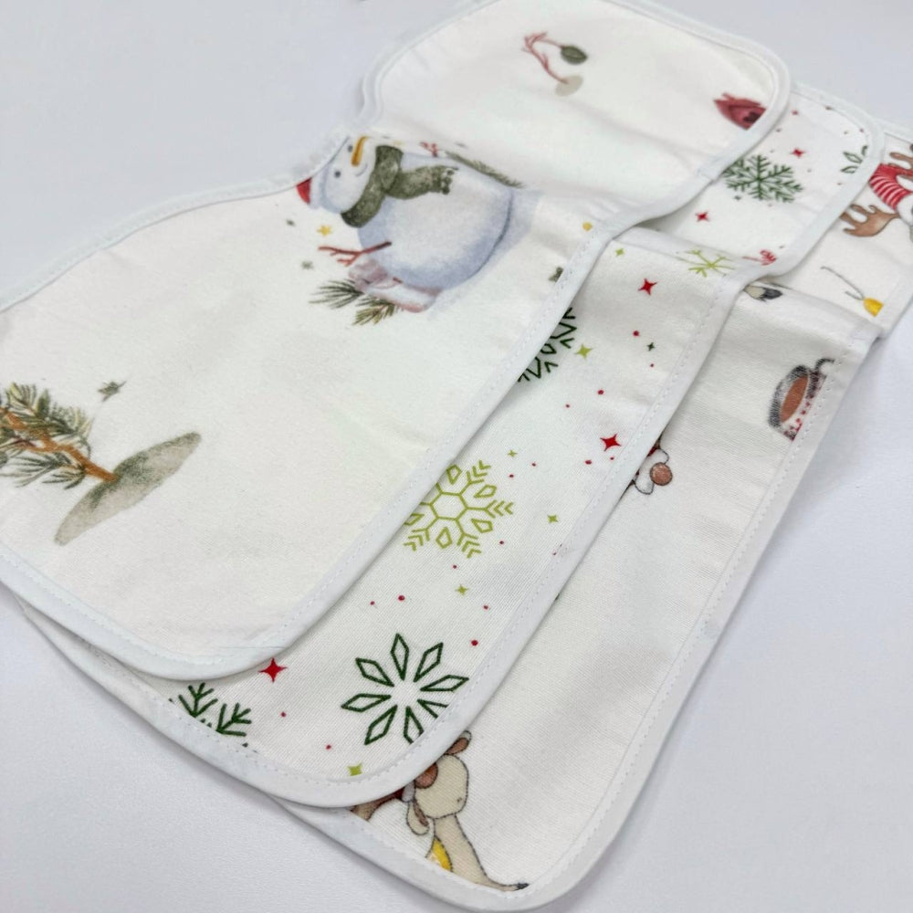Súprava flanelových utierok na odgrgnutie, 3 ks – unisex (snehuliak/vločky/jelene)