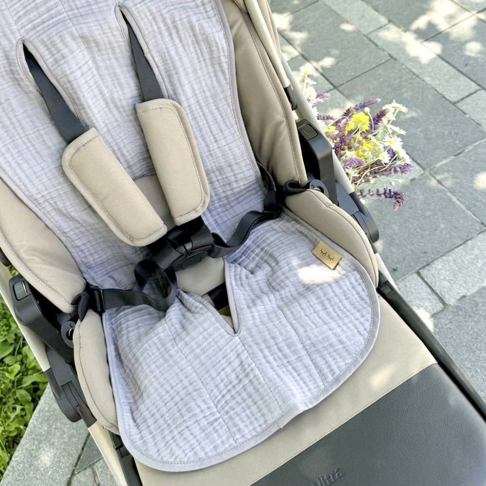 Mušelínová vložka do kočíka a autosedačky sivá