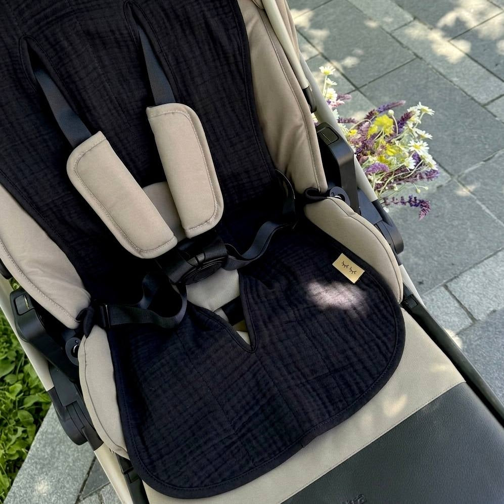 Mušelínová vložka do kočíka a autosedačky čierna