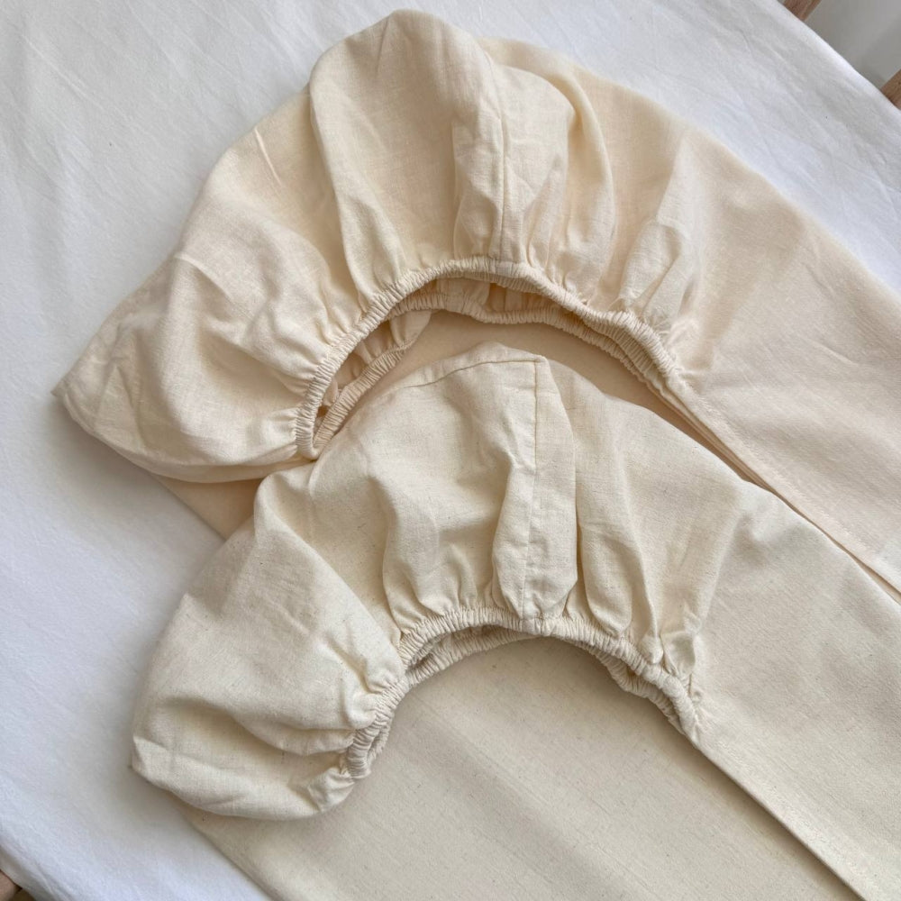 Súprava 2 ľanových plachiet ľanová/mliečna
