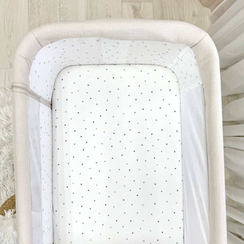 Popelínové plachty MiniNest 50 × 83 cm, 2 ks hviezdičky na bielom + mliečna
