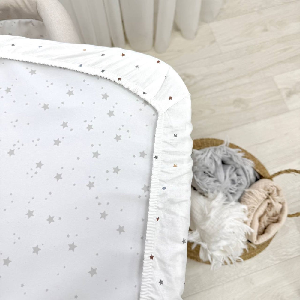 Popelínové plachty MiniNest 50 × 83 cm, 2 ks hviezdičky na bielom + mliečna