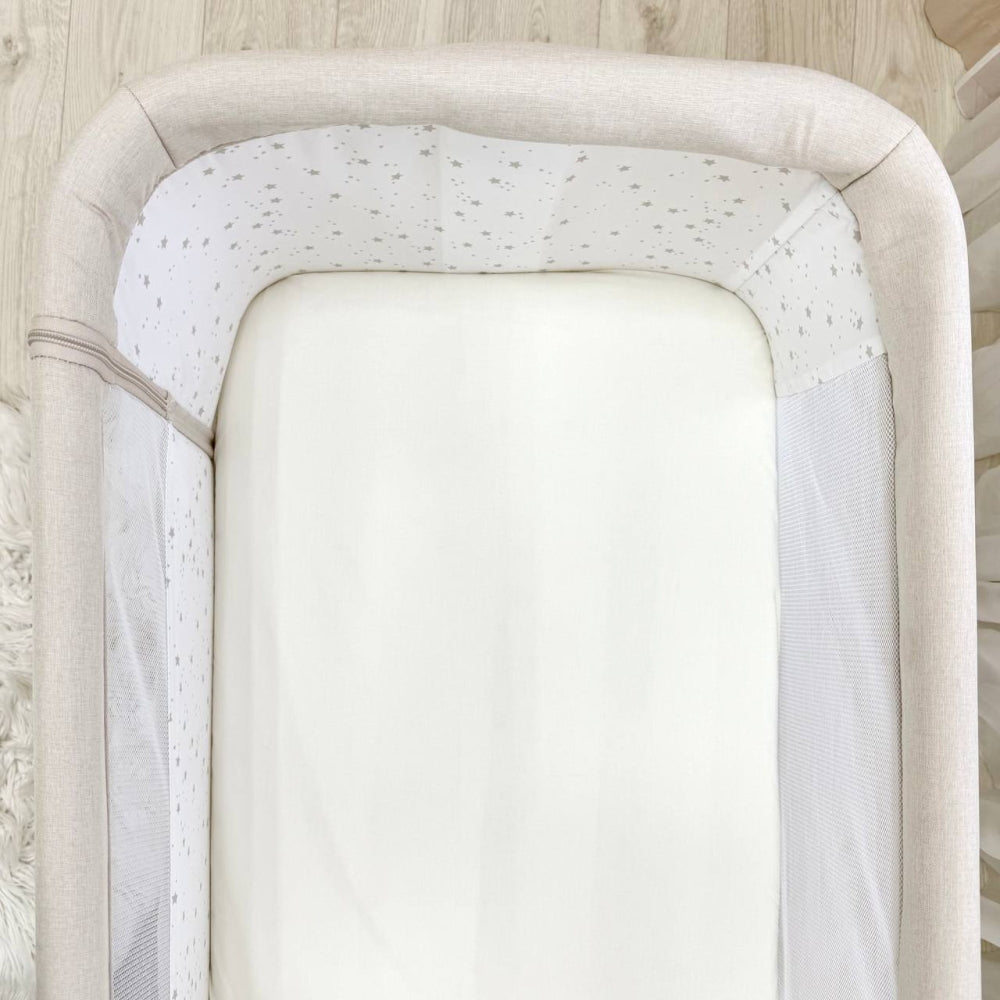 Popelínové plachty MiniNest 50 × 83 cm, 2 ks hviezdičky na bielom + mliečna