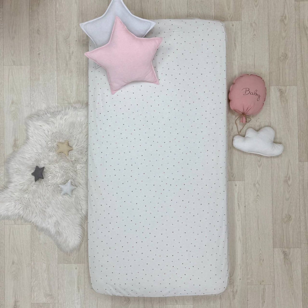Súprava 2 detských plachiet 90 × 200 cm ružová + púdrové srdiečka lila