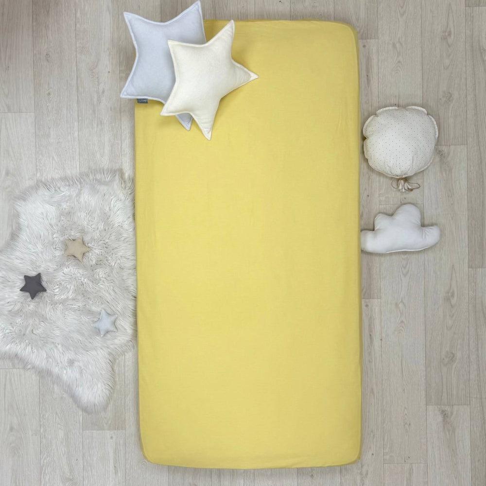 Súprava 2 detských plachiet 90 × 200 cm žltá + červené hviezdičky na bielom