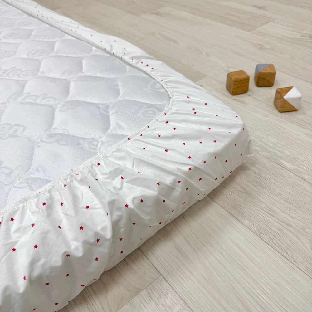 Súprava 2 detských plachiet 90 × 200 cm žltá + červené hviezdičky na bielom