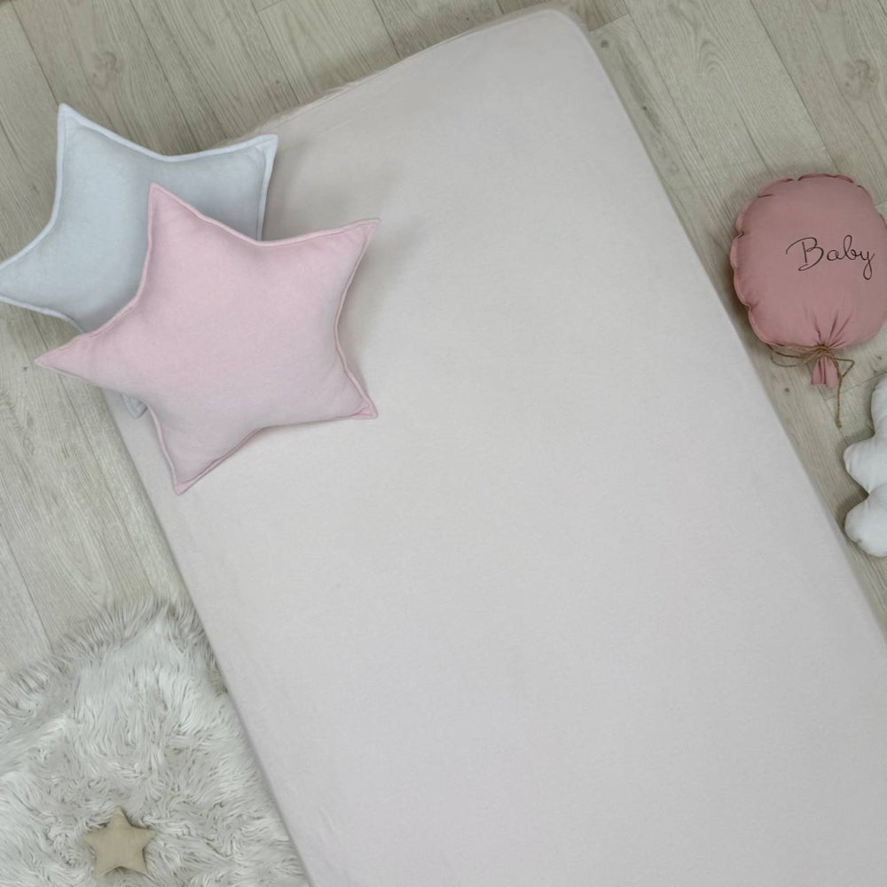 Súprava 2 detských plachiet 90 × 200 cm svetlá púdrová + púdrové srdiečka lila