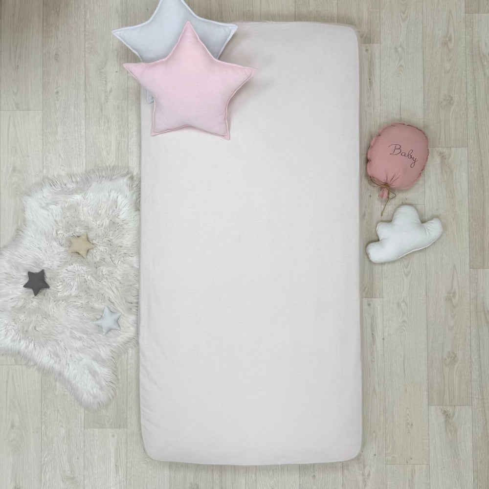 Súprava 2 detských plachiet 90 × 200 cm svetlá púdrová + púdrové srdiečka lila