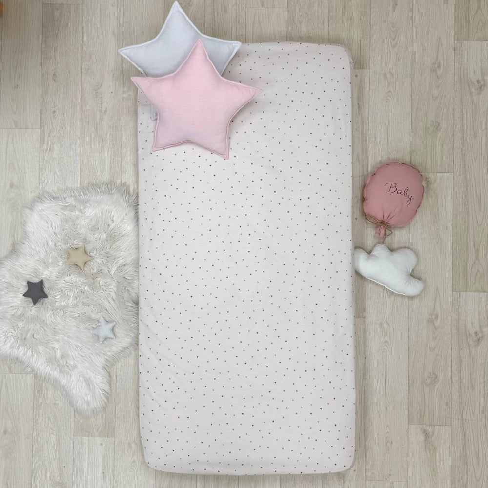 Súprava 2 detských plachiet 90 × 200 cm svetlá púdrová + púdrové srdiečka lila