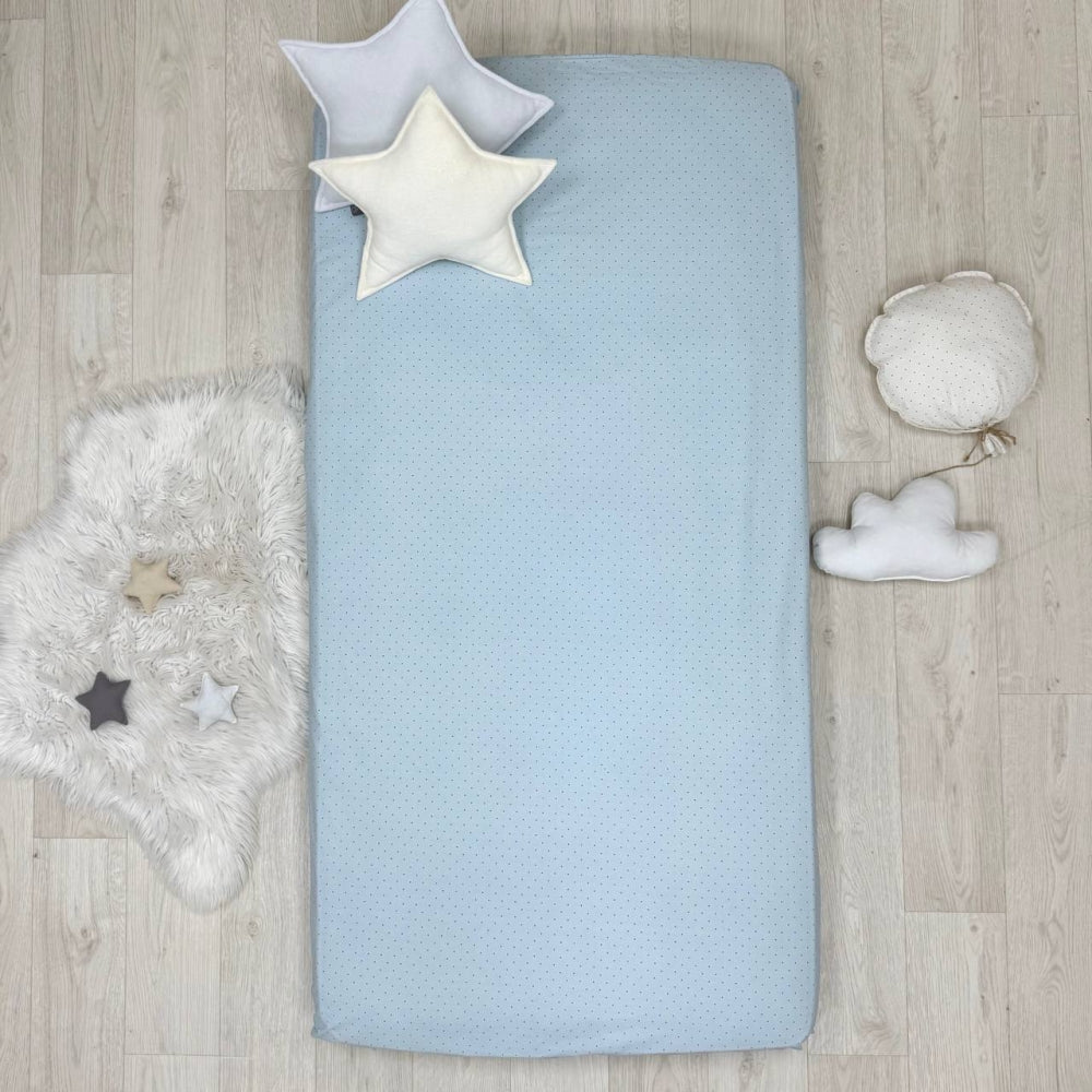 Súprava 2 detských plachiet 90 × 200 cm žltá kocka + bodky na modrom