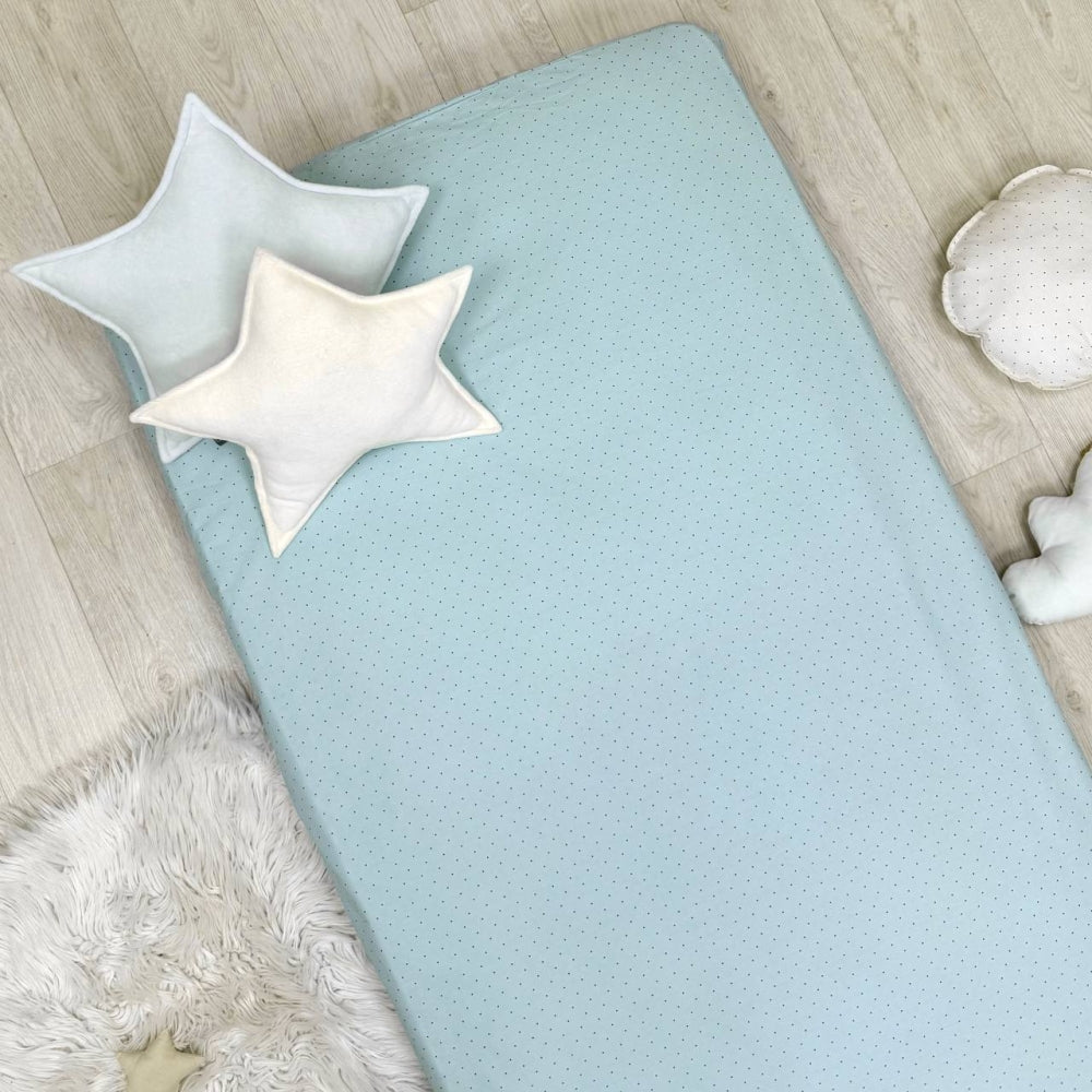 Súprava 2 detských plachiet 90 × 200 cm žltá kocka + bodky na modrom