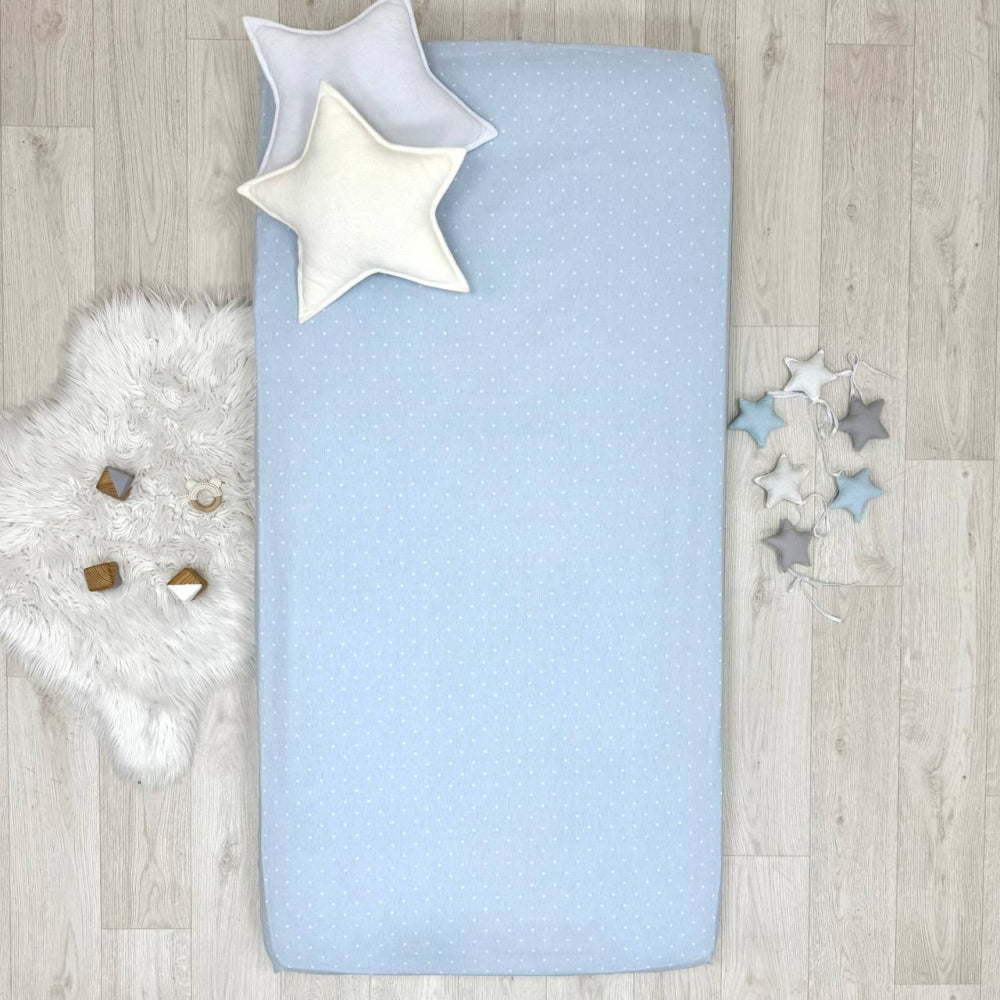 Súprava 2 detských plachiet 90 × 200 cm béžové bodky + bodky na modrom