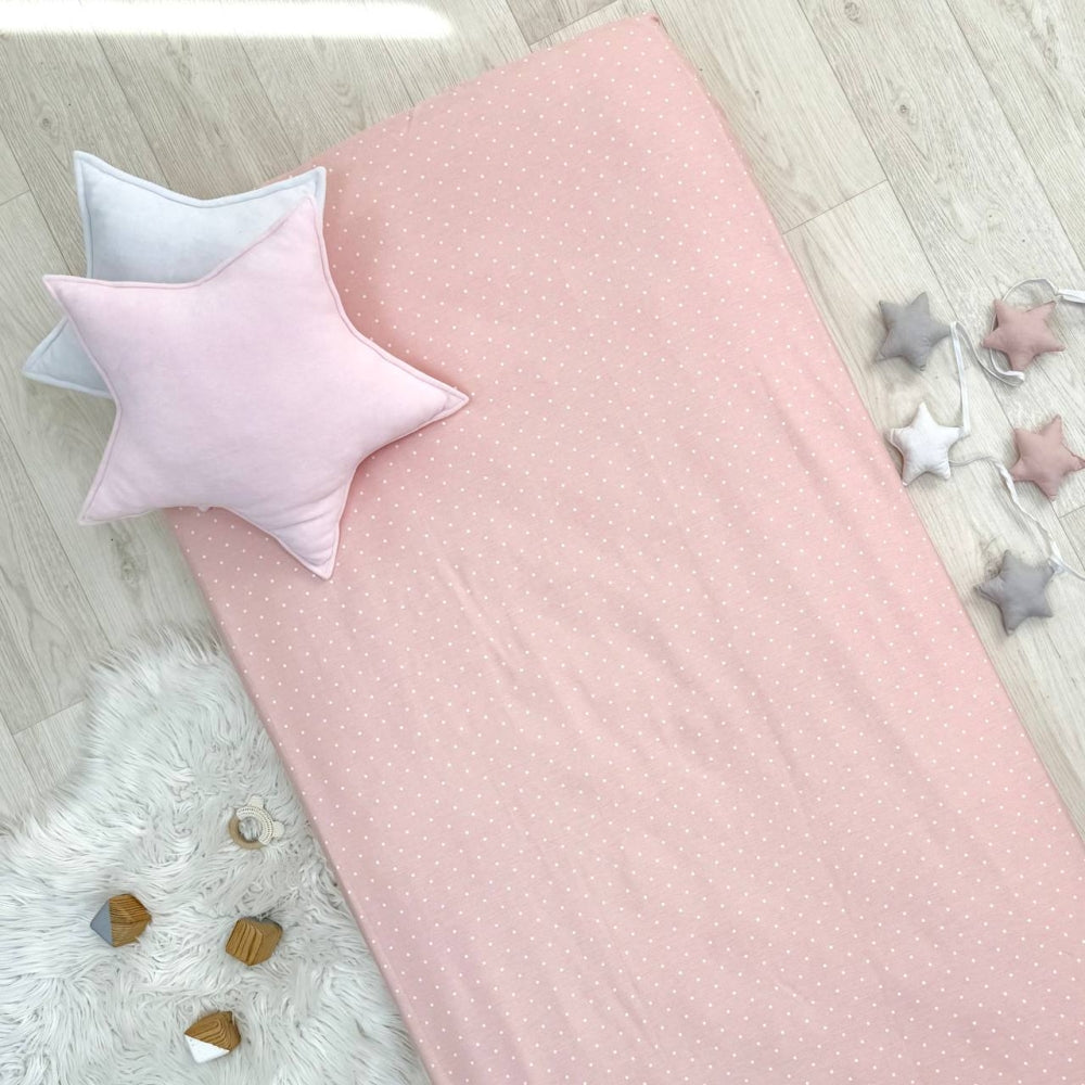 Súprava 2 detských plachiet 90 × 200 cm popelín béžový hrášok + hrášok na púdrovej