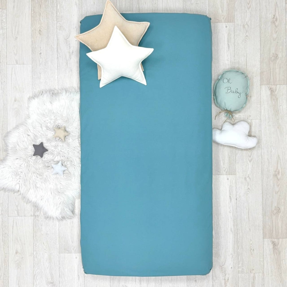Súprava 2 detských plachiet 90 × 200 cm popelín žltá kocka + akvamarín