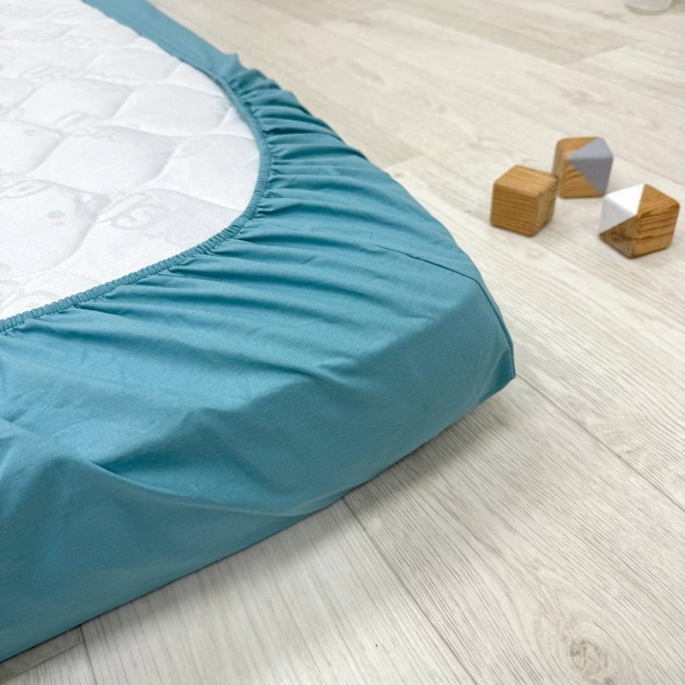 Súprava 2 detských plachiet 90 × 200 cm popelín žltá kocka + akvamarín