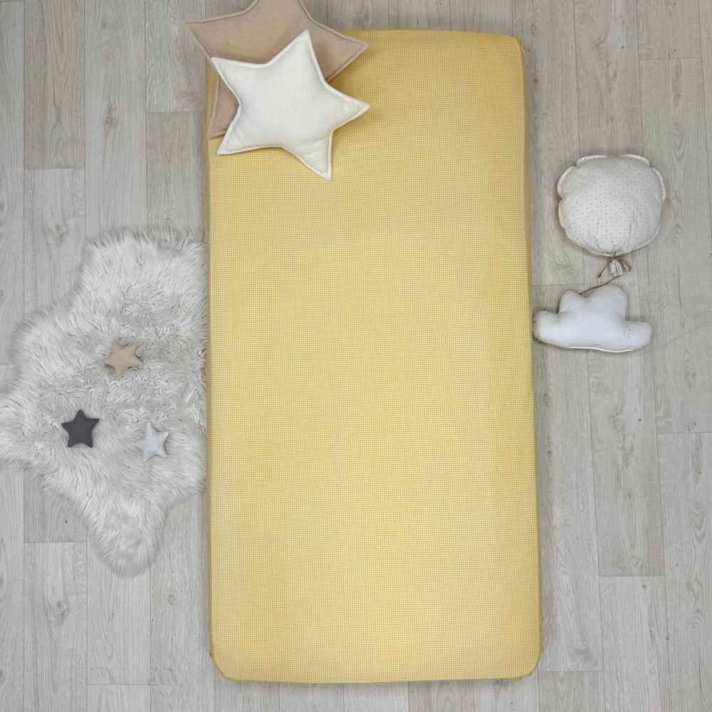 Súprava 2 detských plachiet 90 × 200 cm popelín žltá kocka + akvamarín