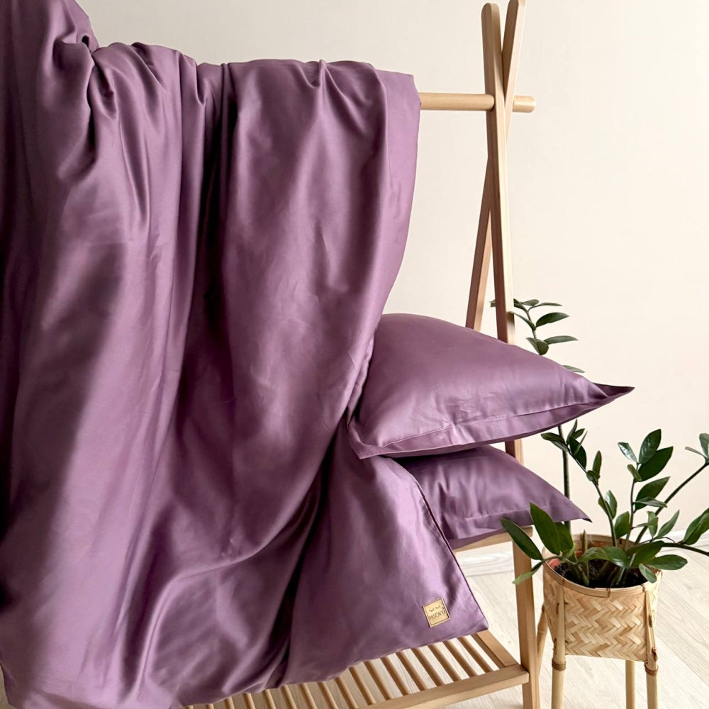 Saténová posteľná súprava Euro baklažánová