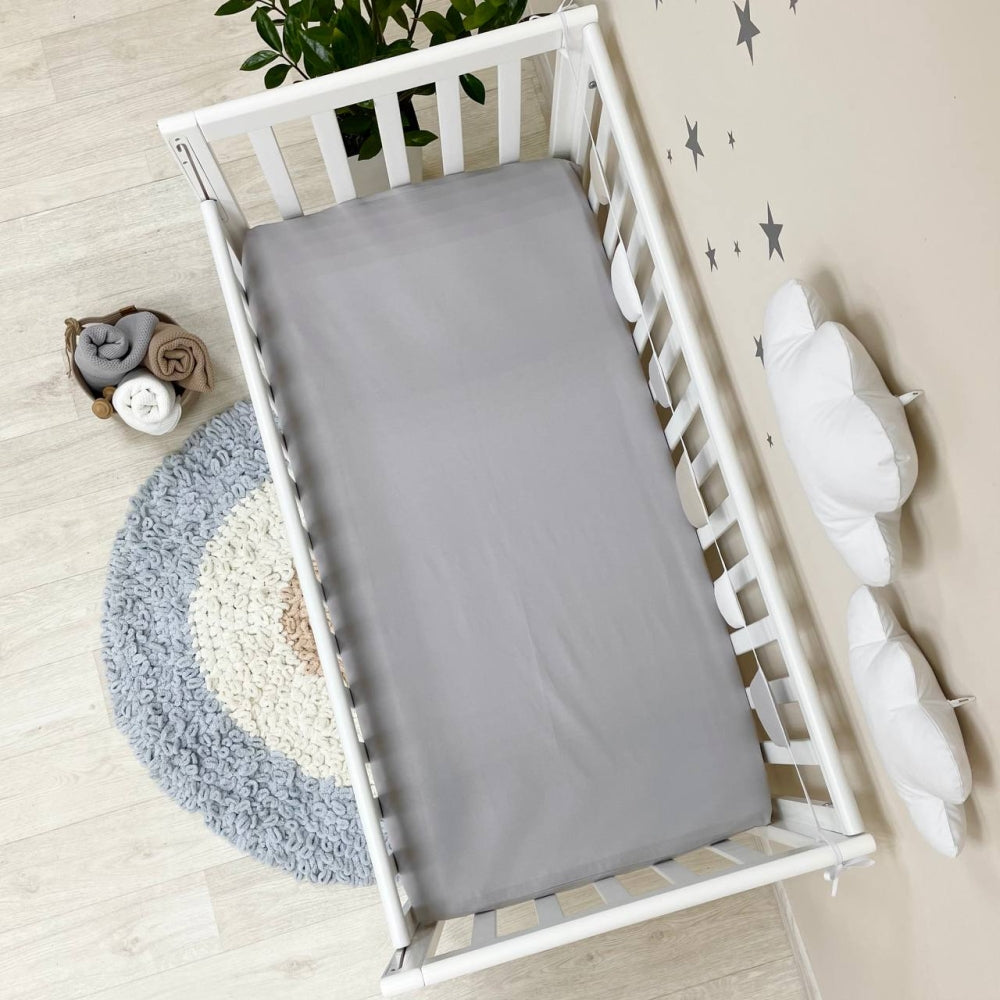 Plachta na matrac do postieľky 60 × 120 – sivá