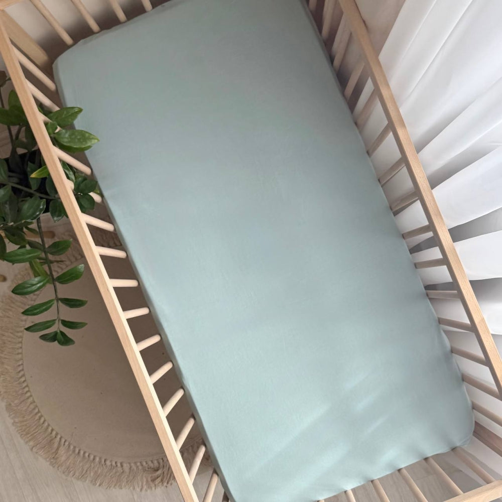 Plachta z pranej bavlny do postieľky 60 × 120 cm – mätová