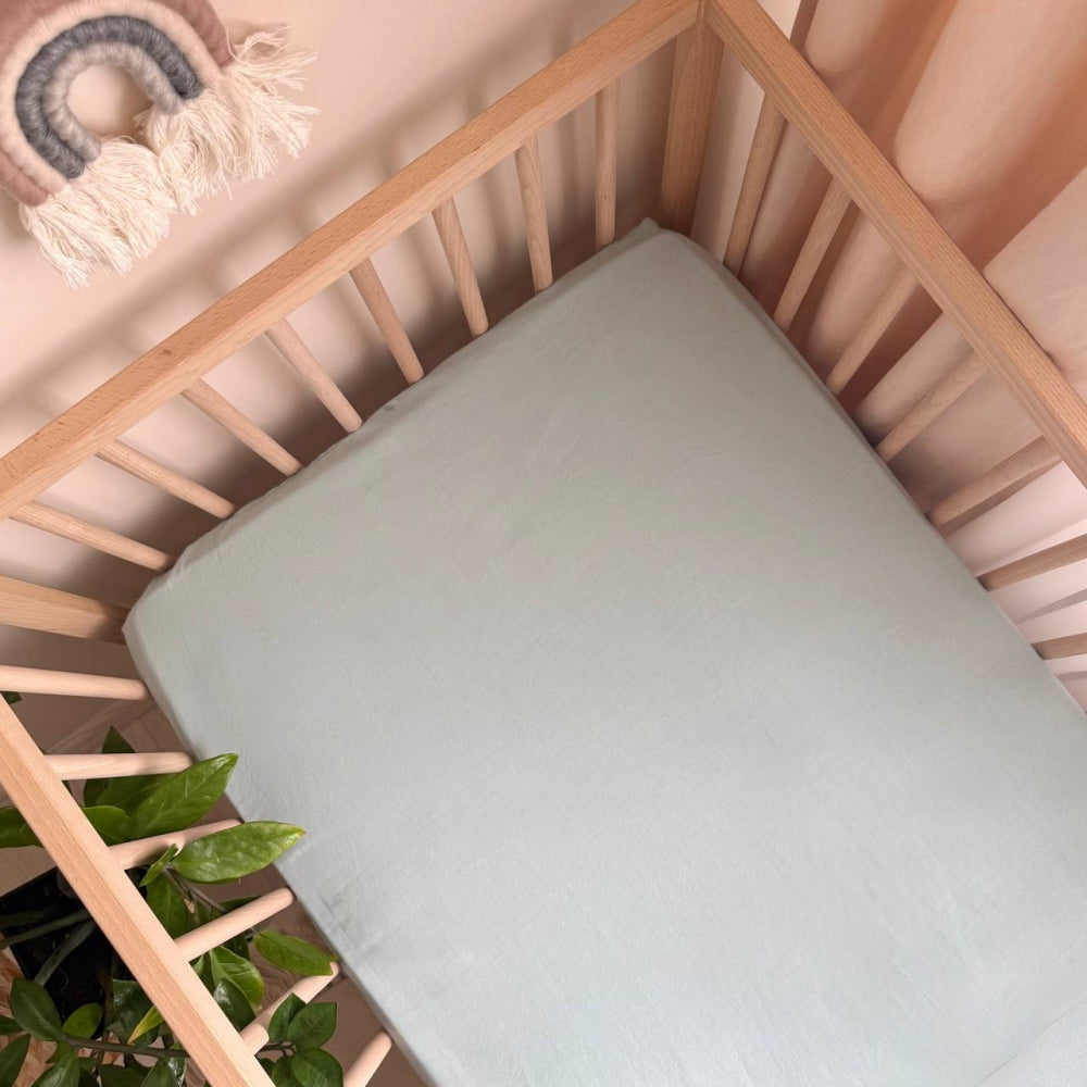 Plachta z pranej bavlny do postieľky 60 × 120 cm – mätová