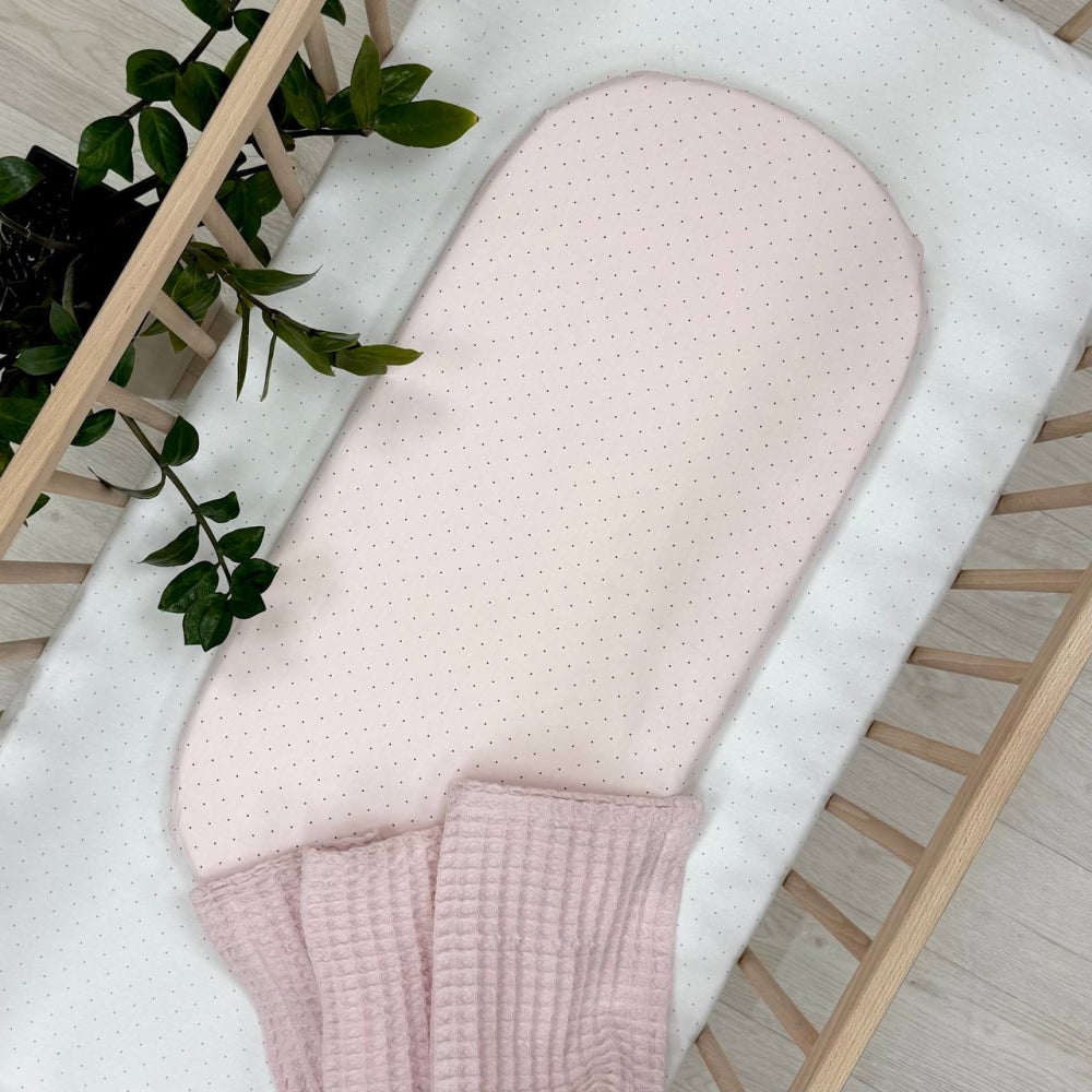 Plachta na matrac do kočíka 45 × 80 cm – Bodky na púdrovej