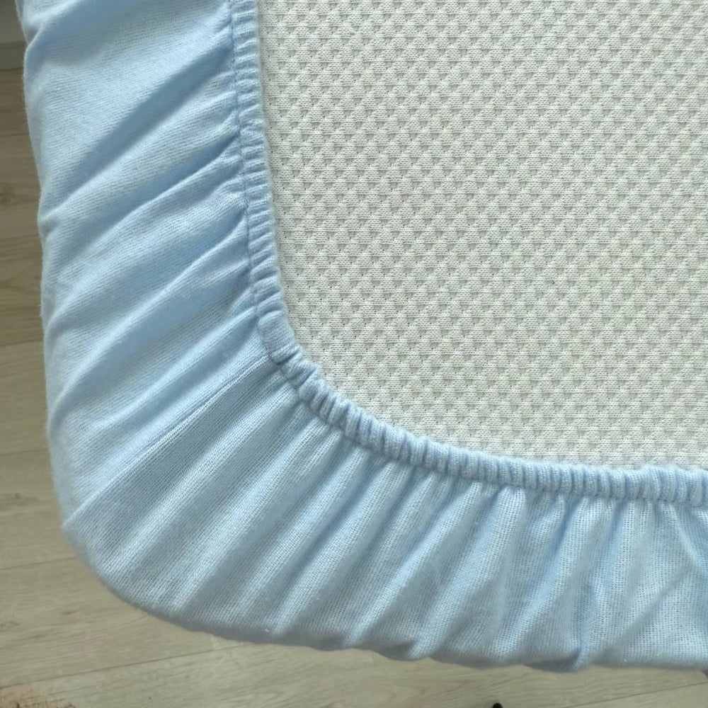 Flanelová napínacia plachta do postieľky 120 × 60 cm – modrá
