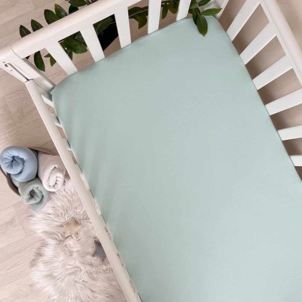 Flanelová napínacia plachta do postieľky 120 × 60 cm – mätová
